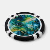 Blue Green Gold Alcohol Ink Cosmos Poker Chips (Enkel)