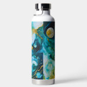 Blue Green Gold Alcohol Ink Cosmos Waterfles (Rechts)