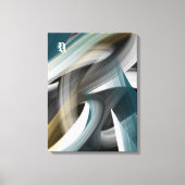 Blue Green Gold Black White Gray Abstract Canvas Afdruk (Voorkant)