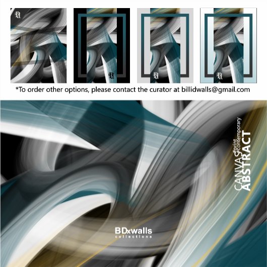 Blue Green Gold Black White Gray Abstract Canvas Afdruk