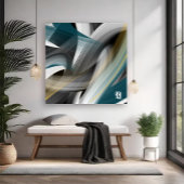 Blue Green Gold Black White Gray Abstract  Canvas Afdruk