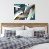 Blue Green Gold Black White Gray Abstract Canvas Afdruk (Insitu (Slaapkamer))