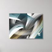 Blue Green Gold Black White Gray Abstract Canvas Afdruk (Voorkant)