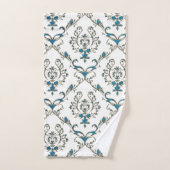 Blue Green Gold Floral Damask Towel set Bad Handdoek (Handdoek)
