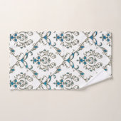 Blue Green Gold Floral Damask Towel set Bad Handdoek (Handdoek)