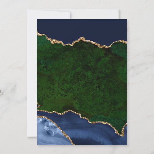 Blue Green Gold Glitter Agate Geode Wedding Kaart (Achterkant)