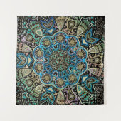 Blue Green Gold Mandala Wall Tapestry Wandkleed (Voorkant (horizontaal))