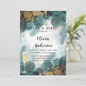 Blue Green Gold Paint Agate Brunch en Bubble Kaart (Staand voorkant)