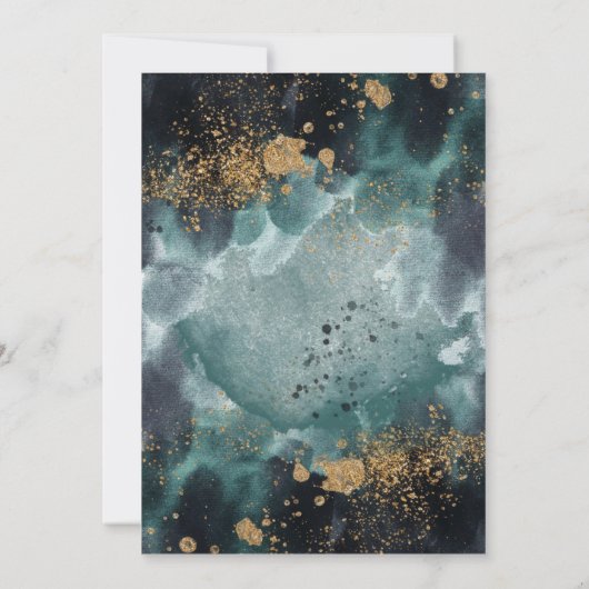 Blue Green Gold Paint Agate Brunch en Bubble Kaart (Achterkant)