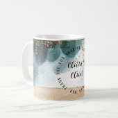 Blue Green Gold Paint Agate Wedding Dank je pa Koffiemok (Voorkant links)