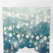 Blue Green Gold Rustic Chic Forest Wedding Drieluik Uitnodiging (Binnenzijde eerst)