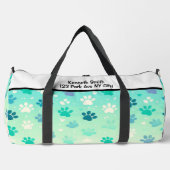 Blue Green Gradient Paw Print Bag Plunjezak (Voorkant)