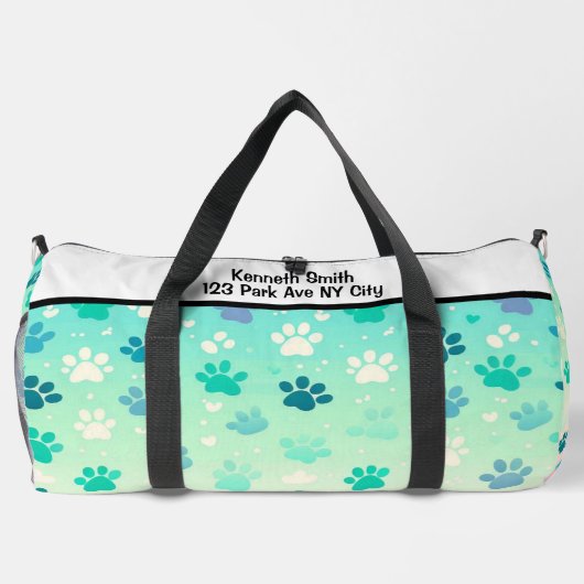 Blue Green Gradient Paw Print Bag Plunjezak (Achterkant)