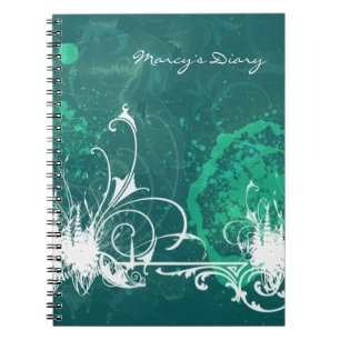 Blue Green Grunge Diary-laptop Notitieboek