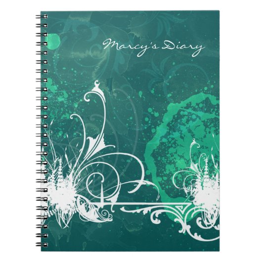 Blue Green Grunge Diary-laptop Notitieboek (Voorkant)