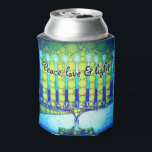 Blue Green Hanukkah Menorah Peace Love Light Quote Blikjeskoeler<br><div class="desc">Vrede liefde en licht. Voeg extra glans toe aan het vakantieseizoen met deze kleurrijke, aangepaste Hanukkah-koelbox! Een speelse, artsy illustratie van blauwe menorakaarsen met kleurrijke faux folie patronen en moderne typografie bedekken een turkooisgradiënt tot witte getextureerde achtergrond. Personaliseer met jouw naam. Voel de warmte en de vreugde van het vakantieseizoen...</div>
