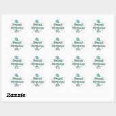 Blue Green Happy Birthday Ronde Sticker (Vel)