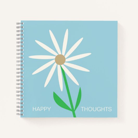 Blue-Green Happy Thoughts with Daisy Notitieboek (Voorkant)