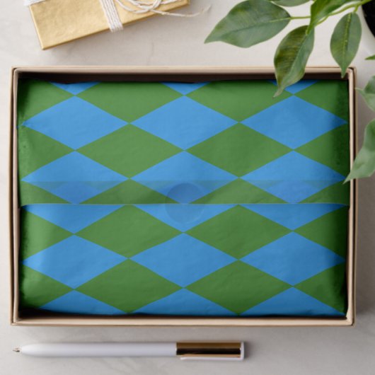 Blue Green Harlequin Checkered Design  Tissuepapier
