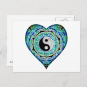 Blue Green Heart Yin Yang Briefkaart (Voorkant / Achterkant)