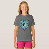 Blue Green Heart Yin Yang T-shirt (Voorkant volledig)