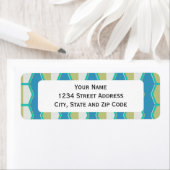 Blue Green Hexagon Retro 70's Pattern Etiket (Insitu)