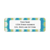 Blue Green Hexagon Retro 70's Pattern Etiket (Voorkant)