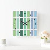Blue Green Hues Vierkante Klok (Huis)