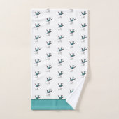 Blue Green Hummingbird waterverf Monogram initiaal Bad Handdoek (Handdoek)