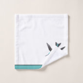 Blue Green Hummingbird waterverf Monogram initiaal Bad Handdoek (Wasdoekje)