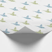 Blue Green Hummingbirds Verjaardag Cadeaupapier (Hoek)