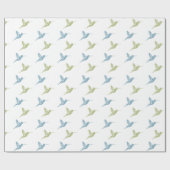 Blue Green Hummingbirds Verjaardag Cadeaupapier (Vlak)