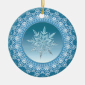 Blue Green Ice Crystal Snowflake Keramisch Ornament (Voorkant)