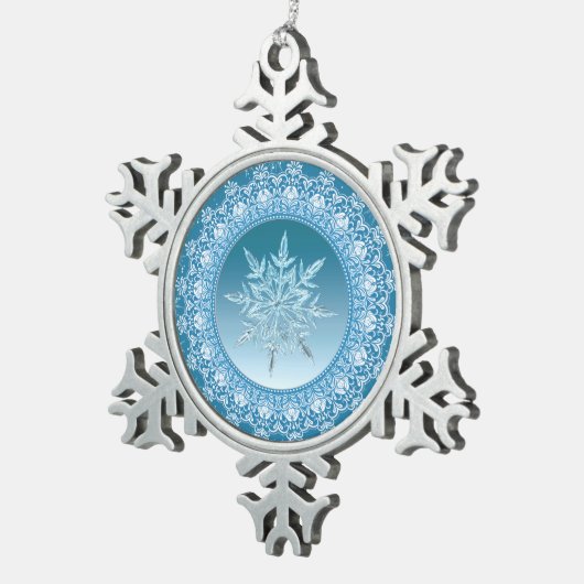 Blue Green Ice Crystal Snowflake Ornament (Rechts)
