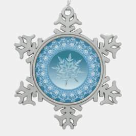 Blue Green Ice Crystal Snowflake Ornament