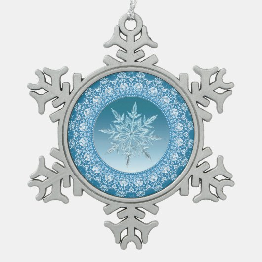  Blue Green Ice Crystal Snowflake Ornament (Voorkant)