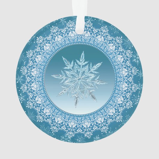 Blue Green Ice Crystal Snowflake Ornament (achterkant)