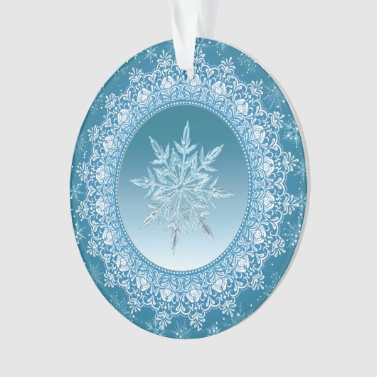 Blue Green Ice Crystal Snowflake Ornament (voorkant)