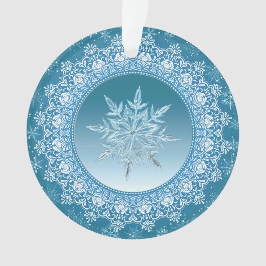 Blue Green Ice Crystal Snowflake Ornament (voorkant)