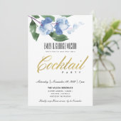 BLUE GREEN INK WATERVERF FLORAL COCKTAIL PARTIJ KAART (Staand voorkant)