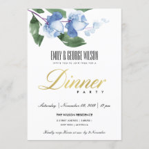 BLUE GREEN INK WATERVERF FLORAL DINNER PARTY