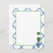 Blue Green Ivy Lattice Topiary Ginger Jar Jars Notitiekaartje (Voorkant / Achterkant)