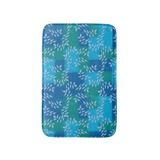 Blue Green Ivy Leaf Waterverf Badmat (Voorkant Verticaal)