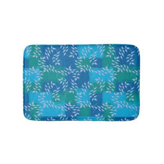 Blue Green Ivy Leaf Waterverf Badmat (Voorkant)
