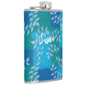 Blue Green Ivy Leaf Waterverf Heupfles (Rechts)