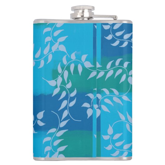 Blue Green Ivy Leaf Waterverf Heupfles (Achterkant)