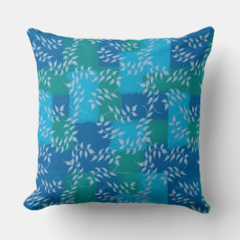 Blue Green Ivy Leaf Waterverf Kussen