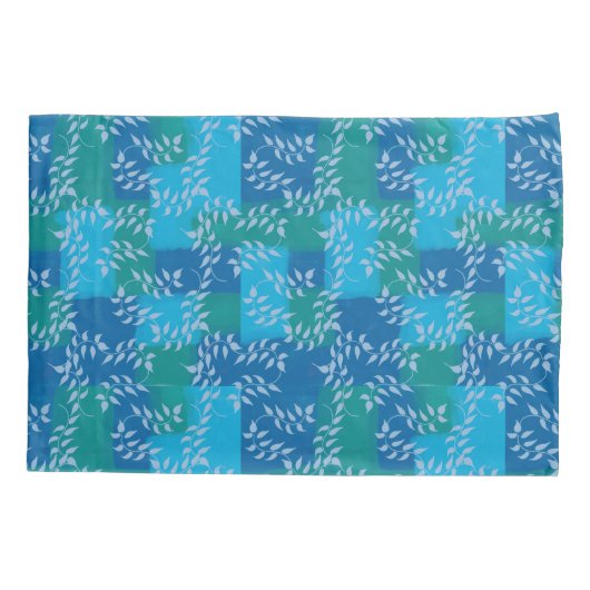 Blue Green Ivy Leaf Waterverf Kussensloop (Achterkant-Links)