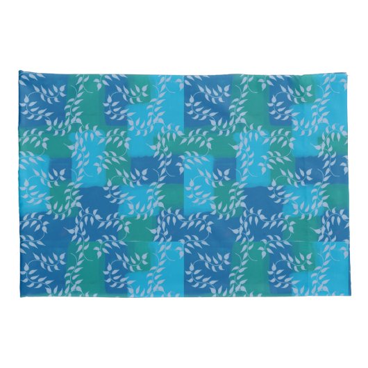 Blue Green Ivy Leaf Waterverf Kussensloop (Achterkant-Rechts)