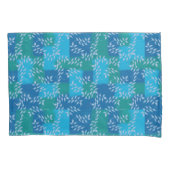 Blue Green Ivy Leaf Waterverf Kussensloop (Voorkant-Links)